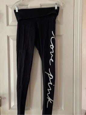 Love PINK Victoria's Secret Black Leggings foldovers